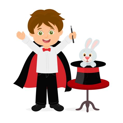 Boy doing magic tricks with a rabbit 2397068 Vector Art at Vecteezy