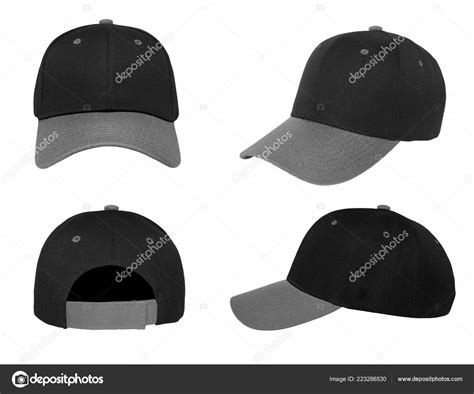 Blank Baseball Cap View Color Black Grey White Background Stock Photo ...