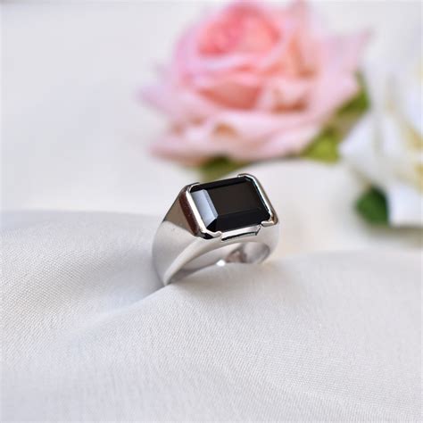 Black Spinel Ring, Black Spinel Sterling Silver Ring, Statement Ring, Unisex Ring, Proposal Ring ...