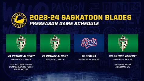 Blades announce pre-season schedule for 2023-24 – Saskatoon Blades