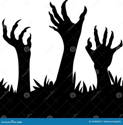 Zombie Hands Silhouette. , Scary Hands, Scarecrows, Halloween Party Decoration Stock Vector ...