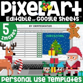 Christmas Pixel Art Template Editable Digital Resource on Google Sheets