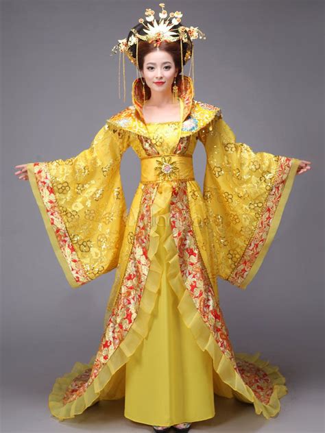 Women's Chinese Costume Halloween Ancient Empress Yellow Sequined Fancy ...