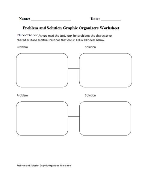 Problem And Solution Worksheet Graphic Organizer