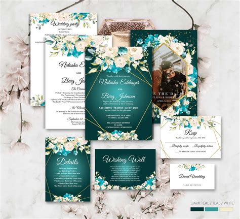 Teal Wedding Invitation Templates