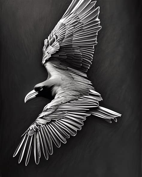 Raven in Flight Graphic · Creative Fabrica