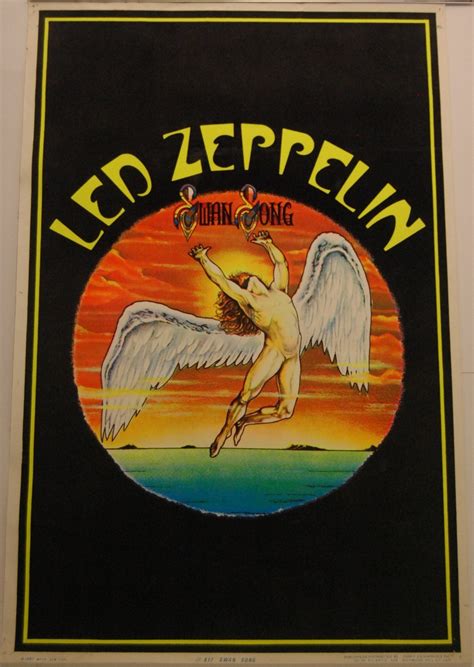 VINTAGE LED ZEPPELIN SWAN SONG FUZZY BLACK LIGHT POSTER #817 Funky ...