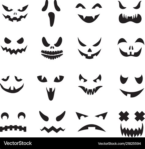 Pumpkin faces halloween jack o lantern face Vector Image