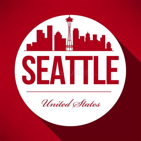 Vector Seattle Skyline Design Editorial Photo - Illustration of ...