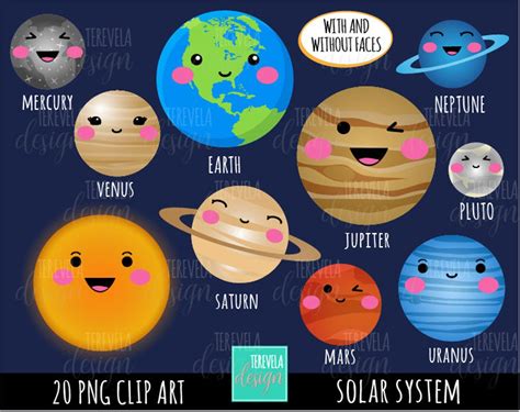 SOLAR SYSTEM Clipart Commercial Use Planets Graphics Space - Etsy | Solar system clipart, Solar ...