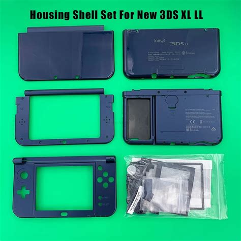 For Nintendo New 3ds Xl Ll Console Faceplate Blue Bottom Middle Shell Housing Full Set With ...