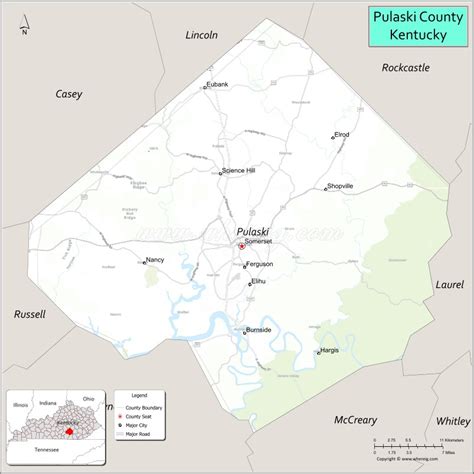 Map of Pulaski County, Kentucky - Where is Located, Cities, Population ...