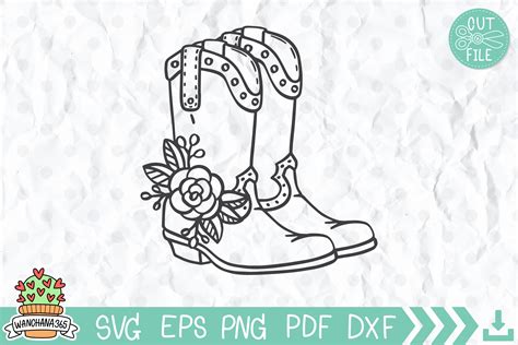 Cowboy Boots with Flowers SVG Graphic by wanchana365 · Creative Fabrica