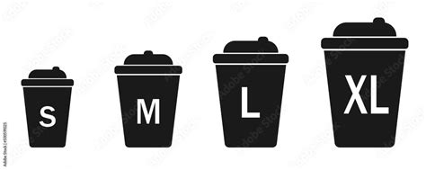 Cup size icon set coffee. Small medium large extra large cup sizes. Vector illustration. eps10 ...