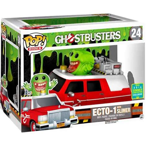 Funko Ghostbusters POP Rides ECTO-1 with Slimer Exclusive Vinyl Figure Set 24 Damaged Package ...