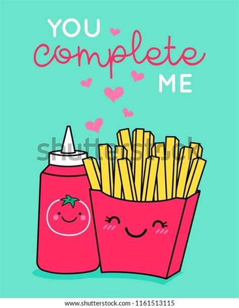 Cute French Fries Ketchup Illustration Text Stock Vector (Royalty Free ...