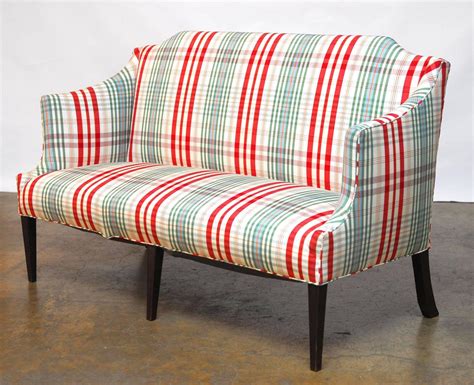 Modern Sheraton Style Plaid Settee Sofa at 1stdibs