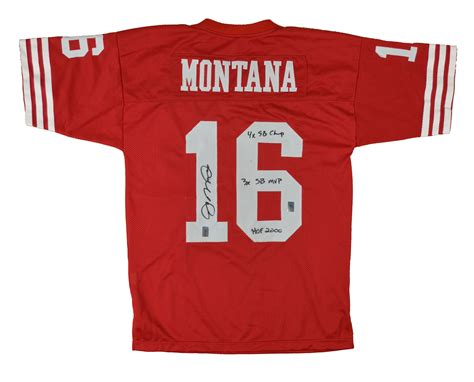 Lot Detail - Joe Montana signed triple inscribed jersey