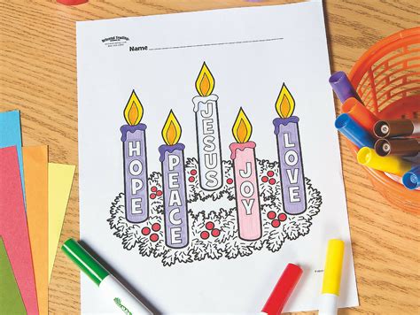 Advent Wreath Free Printable Coloring Page | Fun365