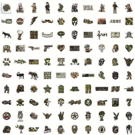 100PCS Camouflage Stickers Army Military Stickers for - Etsy