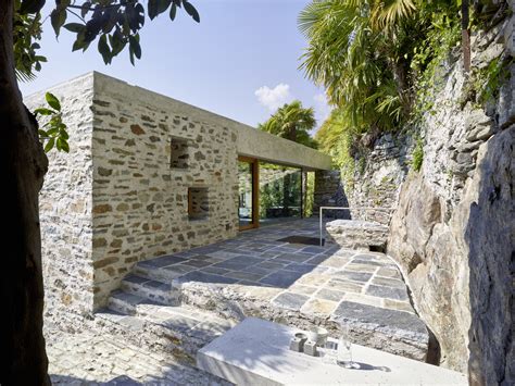 Modern Stone House with Terraced Garden Overlooking Lake Maggiore in Switzerland | iDesignArch ...