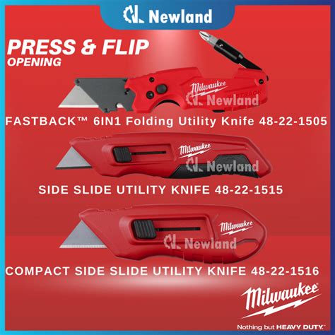 Milwaukee FASTBACK™ 6IN1 Folding Utility Knife / Flip Knife / Pocket Knife / Outdoor Knife (48 ...