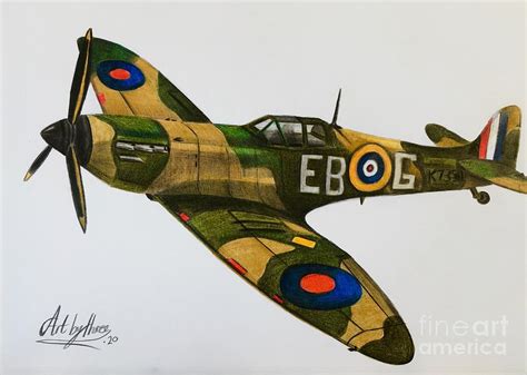 Supermarine Spitfire Drawing by Art By Three Sarah Rebekah Rachel White - Fine Art America