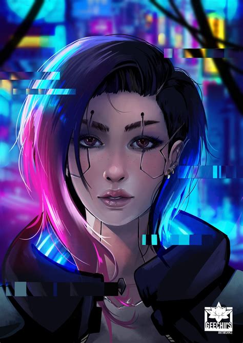 Cyberpunk Anime Girl Drawing