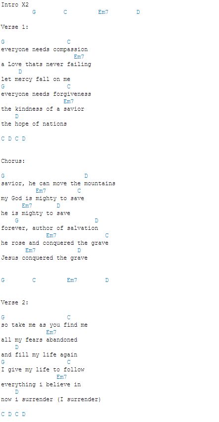 Mighty To Save Chords - Sheet and Chords Collection