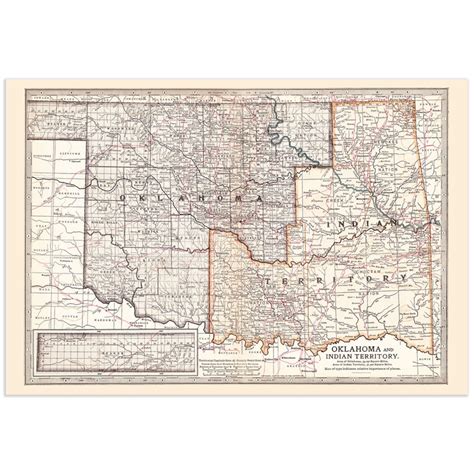 Map 1902 Oklahoma/indian Territory New Poster Print Wall Art 13x19 or ...