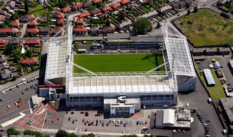 Deepdale football stadium Deepdale Preston, England UK home of Preston North End F.C.aerial ...