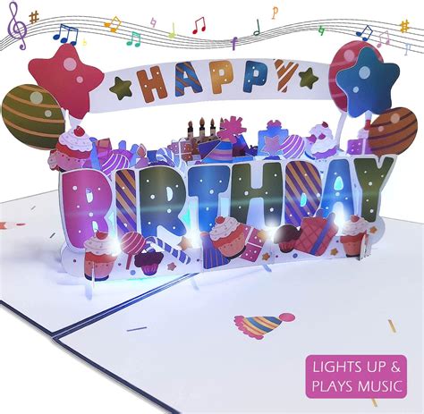 3D Music Light Birthday Card, Pop Up Colourful LED | Ubuy Turkey