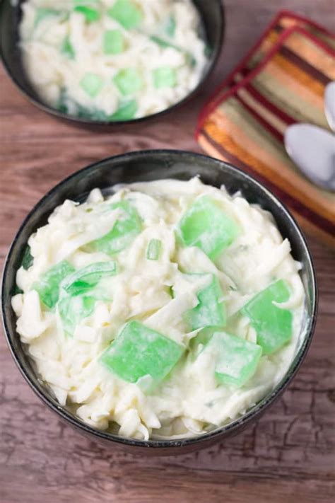 Buko Pandan Salad (Filipino Coconut Pandan Dessert) - Salu Salo Recipes