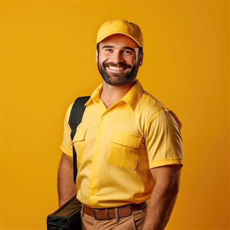 Premium AI Image | Mailman in Yellow uniform World Post Day concept