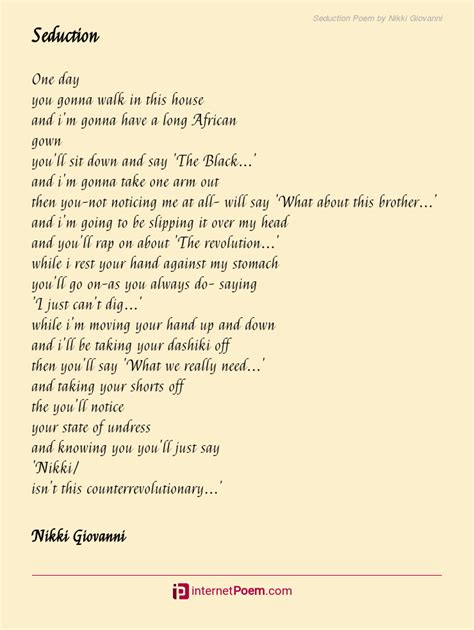 Seduction Poem by Nikki Giovanni