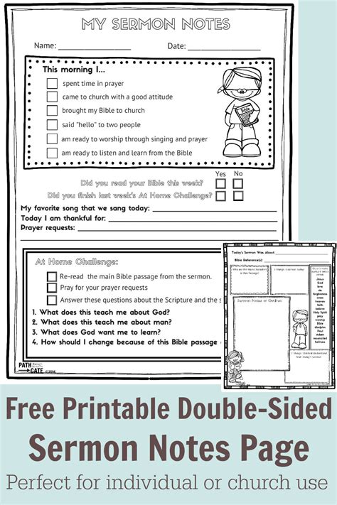 FREE Sermon Notes Activity for Kids