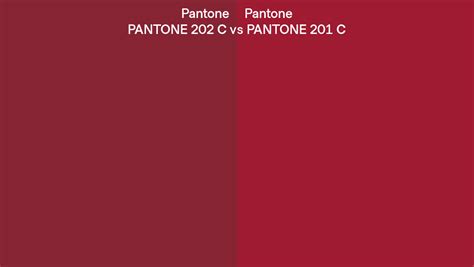 Pantone 202 C vs PANTONE 201 C side by side comparison