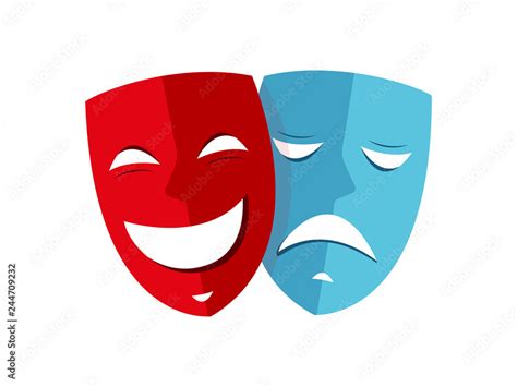 Happy and sad mask theater icon vector Stock Vector | Adobe Stock