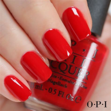 Flirty and fun for everyone. Shade: Red Hot Rio | Opi red nail polish, Nail polish colors, Red nails