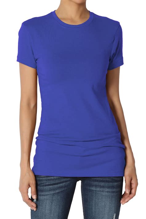 TheMogan - TheMogan Women's Baisc Crew Neck Short Sleeve Tee Stretch Plain Cotton T-Shirts ...