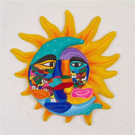 Ceramic Sun and Moon Wall Art from Mexico - Life and Tradition | NOVICA