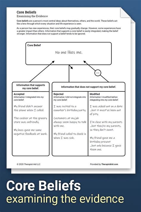 Core Beliefs: Examining the Evidence (Worksheet) | Therapist Aid | Core beliefs, Beliefs ...