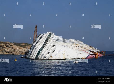 General view of the salvage operation at MS Costa Concordia which ...