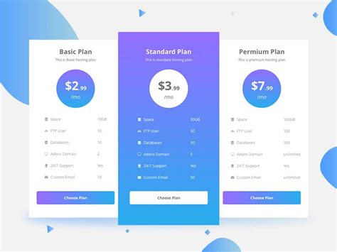 Free Pricing Table Template in Sketch - Graphicslot