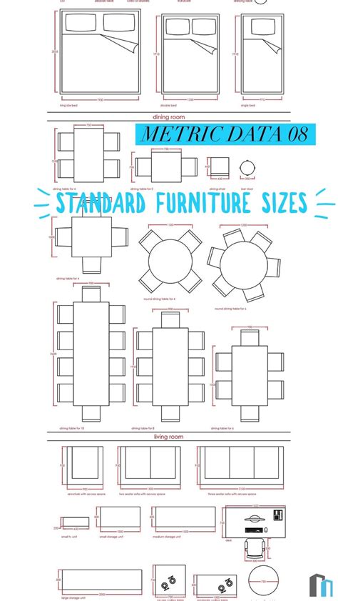 Metric Data 08 - Standard Furniture Sizes | Floor plan symbols ...