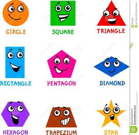 Basic Geometric Shapes With Cartoon Faces Stock Vector - Illustration ...