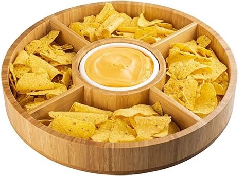 Chip and Dip Serving Tray with Ceramic Dip Bowl in 2021 | Dip bowl, Small appetizers, Snack chips