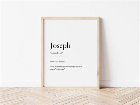 Joseph Name Meaning Print, Name Print, Wall Art, Minimalist Print ...