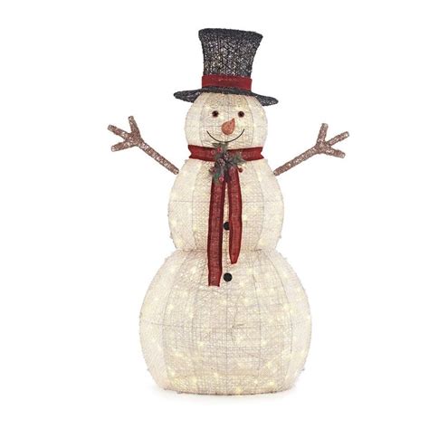 5 ft. Pre-Lit Snowman with Hat | Outdoor holiday decor, Holiday decor, Snowman outdoor