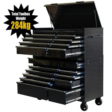 MAXIM Black 54” Toolbox - 18 Drawers Black - Top Chest & Roll Cabinet Mechanics Tool Box